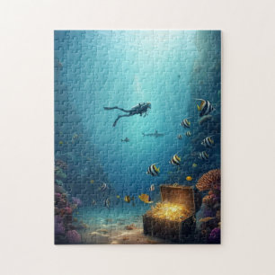 Puzzle le plongeur trouve un trésor dans la barrière de c