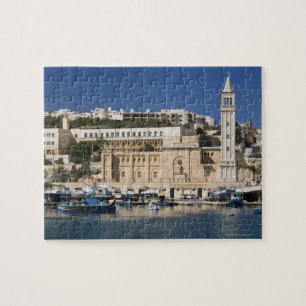 Puzzle Le port et l'église de Marsaskala sur