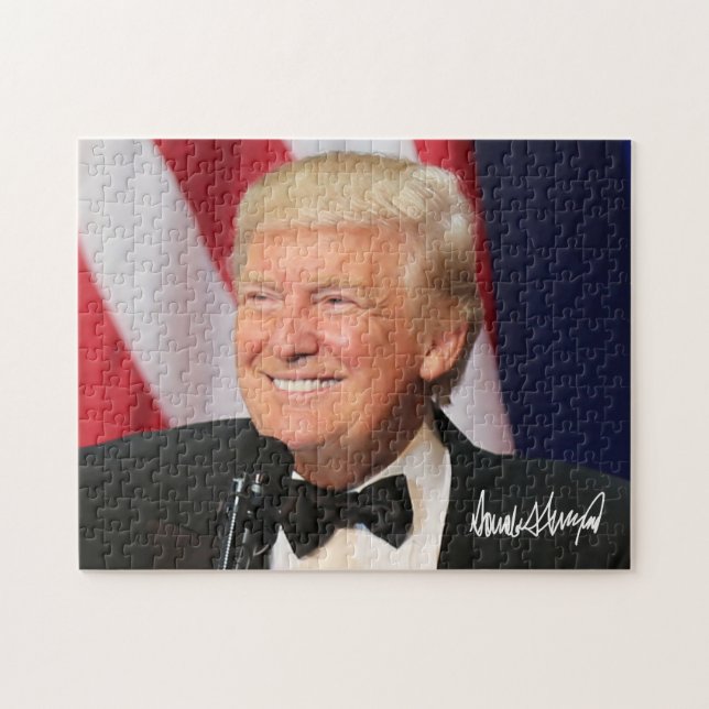 Puzzle Le Président Donald Trump Avec Sa Signature (Horizontal)
