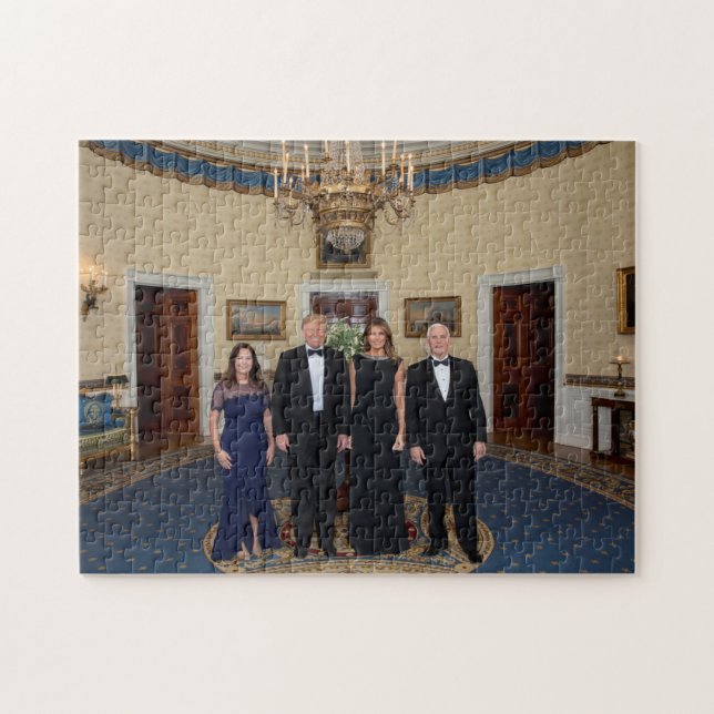 Puzzle Le président Donald Trump Melania Pence Noël (Horizontal)