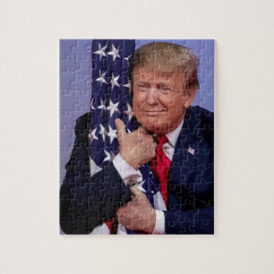 Puzzle Le président Trump accablé le drapeau américain