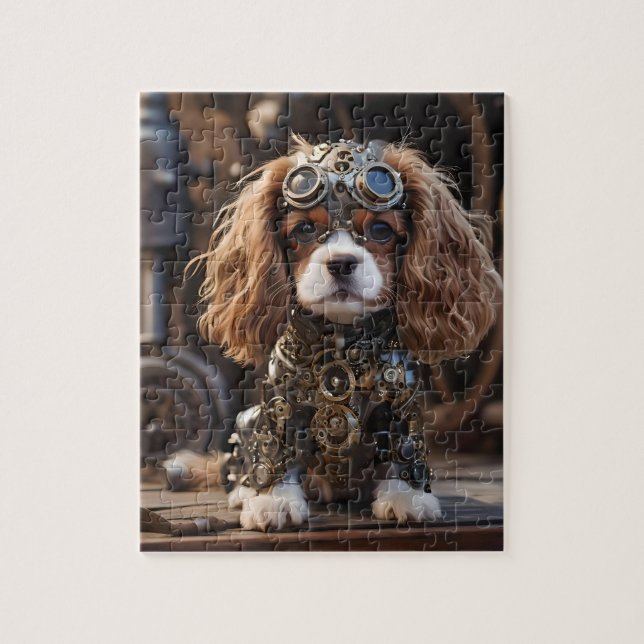 Puzzle Le Roi Cavalier Spaniel Puppy Steampunked, (Vertical)
