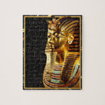 Le roi Toutankhamon avec Hiéroglyphes Or et Noir
