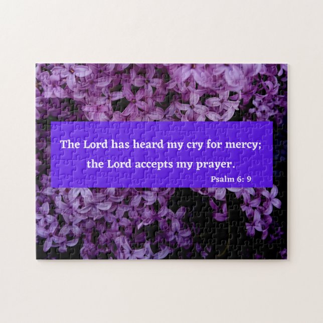 Puzzle Le Seigneur Accepte Ma Prière Psaume 6 Bible Verse (Horizontal)