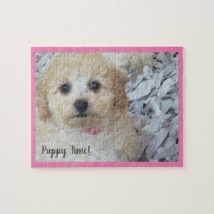 Puzzle Le temps des chiots adorable en rose