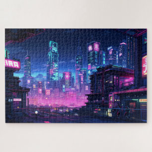 Puzzle Le toit de la ville de nuit de Cyberpunk
