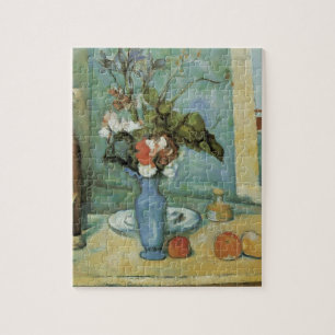 Puzzle Le Vase Bleu (Fleurs et Fruits) par Paul Cezanne