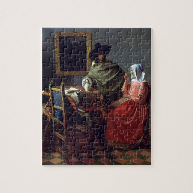 Puzzle Le verre de vin par Johannes Vermeer (Vertical)
