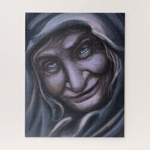 Puzzle le visage d'une vieille sorcière