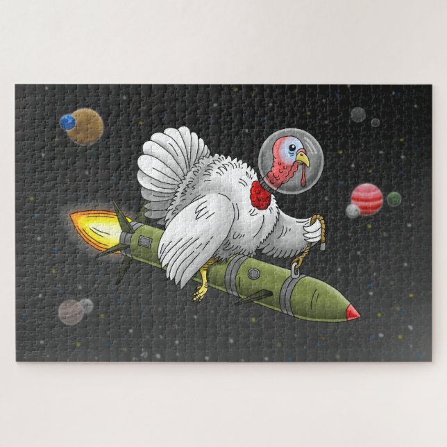 Puzzle Le voyage de Dinde Fusée à travers l'espace (Horizontal)