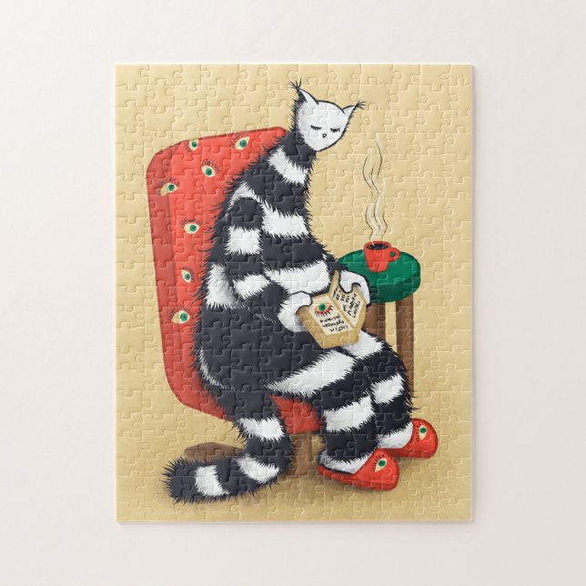 Puzzle Lecture du livre de chat Lover (Vertical)