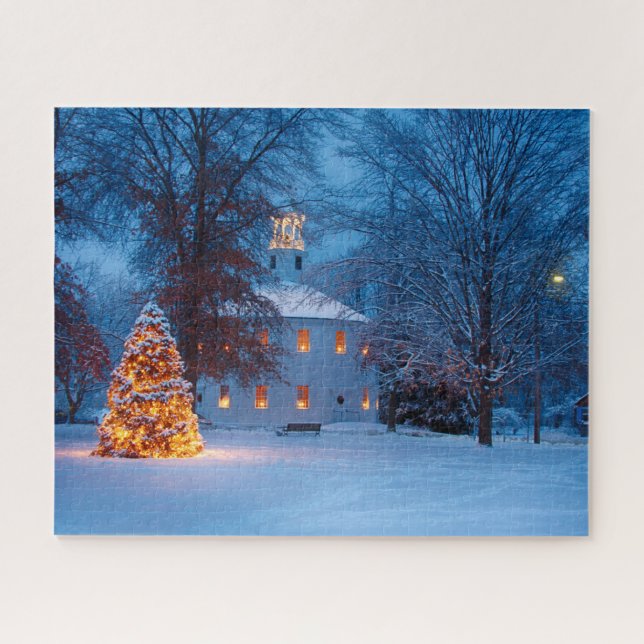 Puzzle L'église ronde du Vermont à Noël (Horizontal)