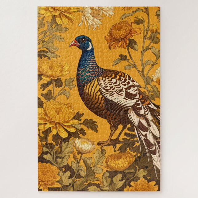 Puzzle L'Élégant faisan William Morris Inspiré (Vertical)