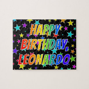 Puzzle "LEONARDO" Prénom, Amusant "HEUREUX ANNIVERSAIRE"