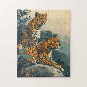 Puzzle Leopard Jungle : Carte postale Vintage
