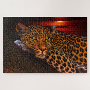 Puzzle Leopard Lounge au coucher du soleil, Big Cat Art