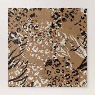 Puzzle Léopard moderne : motif de nature sauvage.