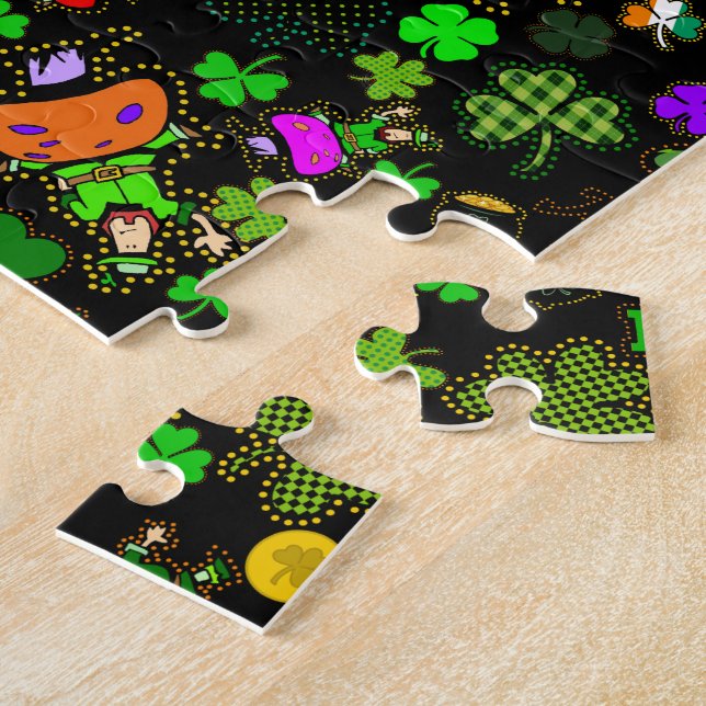 Puzzle Leprechauns Pièces d'or Shamrocks Cloches Champign (Côté)
