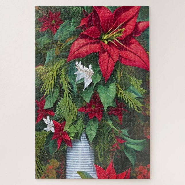 Puzzle Les Amaryllis rouges et le Bouquet de Poinsettia (Vertical)