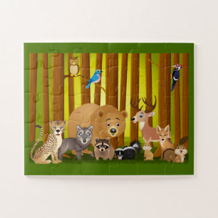 Puzzle Les animaux caricaturaux dans la forêt