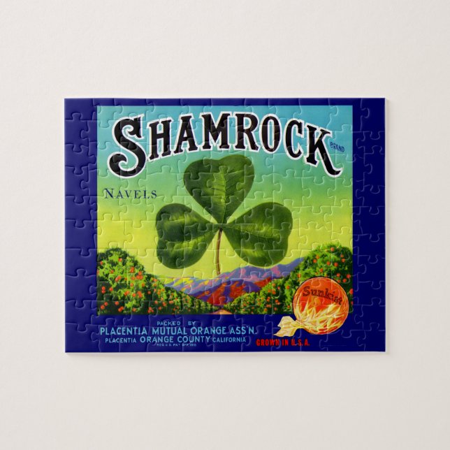 Puzzle Les années 1930 étiquette  Shamrock Navel Oranges (Horizontal)