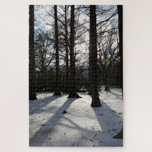 Puzzle Les arbres d'hiver sous le soleil et la neige