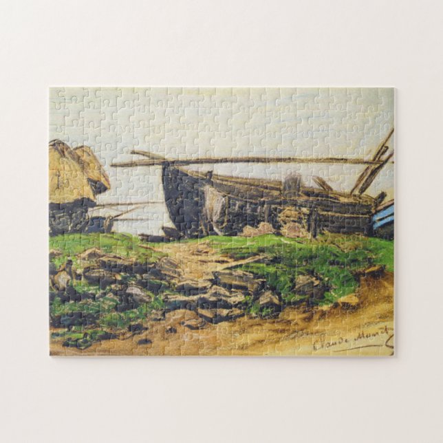 Puzzle Les Calogs & Boats à Etretat Monet Art (Horizontal)