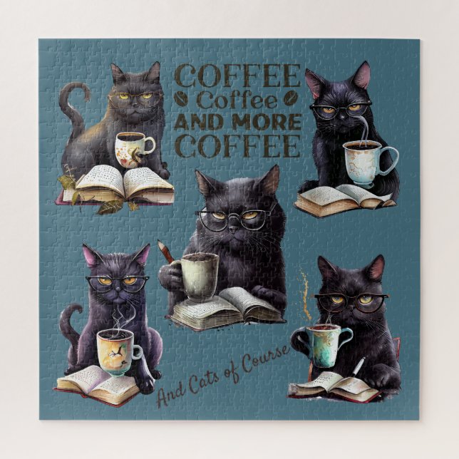 Puzzle Les chats et le café sérieux (Vertical)