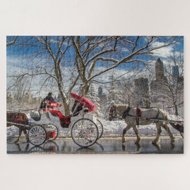 Puzzle Les Chevaux de transport dans la neige de Central  (Horizontal)