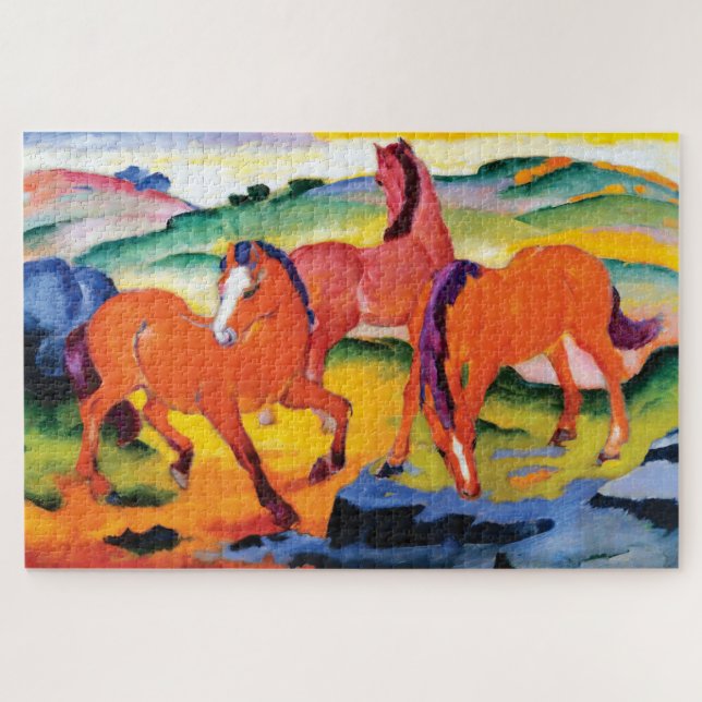 Puzzle Les Chevaux rouges par Franz Marc (Horizontal)