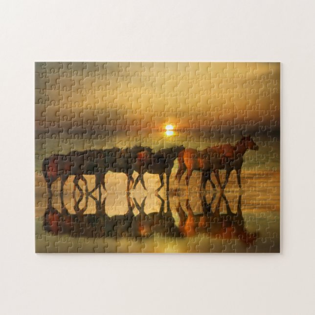 Puzzle Les chevaux sur la plage (Horizontal)