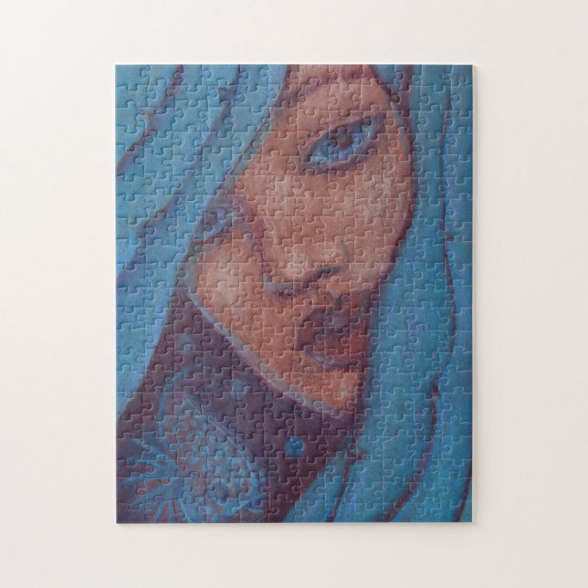 Puzzle Les cheveux bleus, le portrait de femme Imaginaire (Vertical)