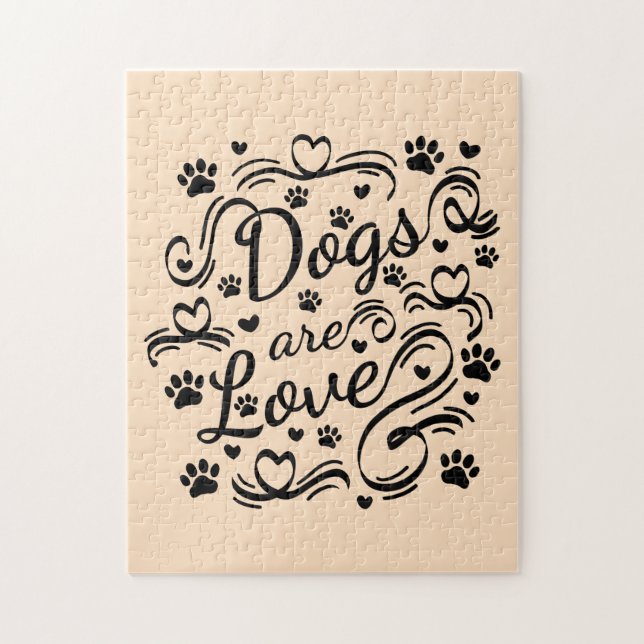 Puzzle Les Chiens Sont Des Pâtes D'Amour Et La Typographi (Vertical)