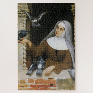 Puzzle Les créatures de Dieu (Nun nourricier les oiseaux)
