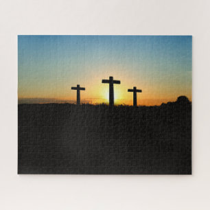 Puzzle Les croix de crucifixion au coucher du soleil
