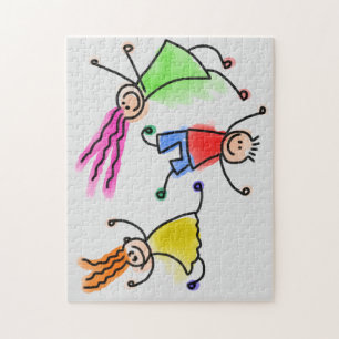 Puzzle Les enfants caricaturistes jouent au casse-tête.