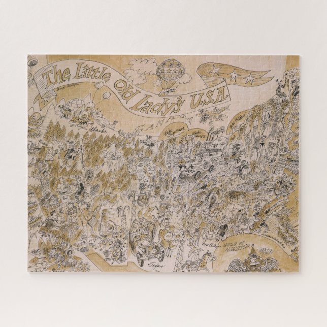 Puzzle Les États-Unis de la Petite Dame Carte (dessin) (Horizontal)