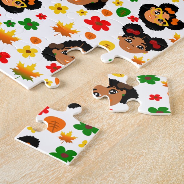 Puzzle Les Filles Africaines Américaines Tombent L'Automn (Côté)
