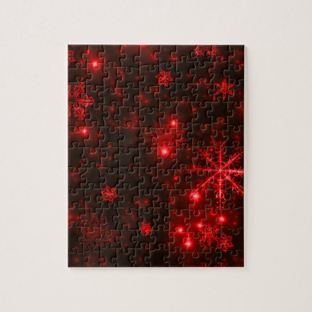 Puzzle Les flocons de neige sur l'Arrière - plan rouge pr (Vertical)