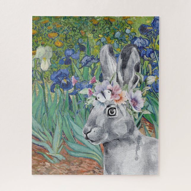 Puzzle Les iris et lapin fantaisie de Van Gogh (Vertical)