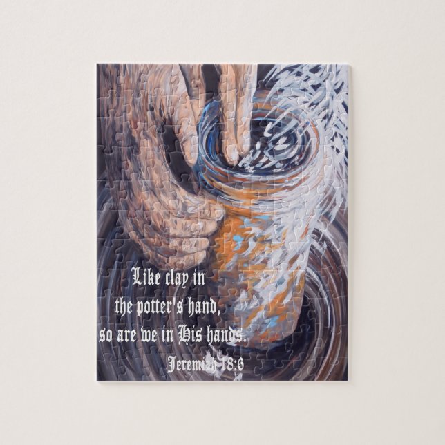 Puzzle Les mains du potier avec l'écriture sainte (Vertical)