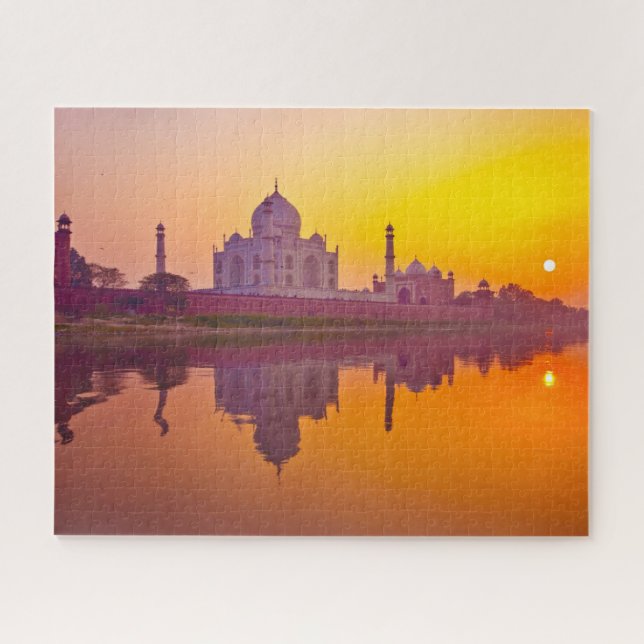 Puzzle Les monuments | Taj Mahal au coucher du soleil (Horizontal)
