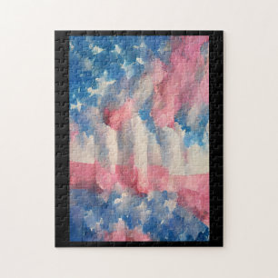 Puzzle Les nuages du drapeau américain Juillet 4 Jour com