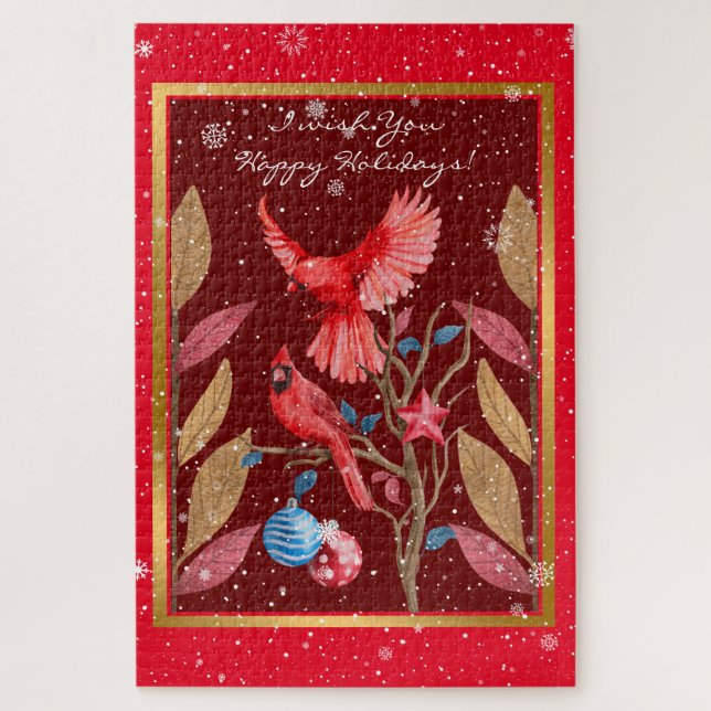 Puzzle Les oiseaux cardinaux sur la Personnaliser des arb (Vertical)
