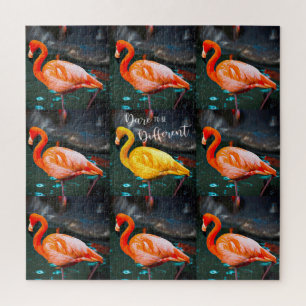 Puzzle Les oiseaux Flamants roses roses jaunes osent être