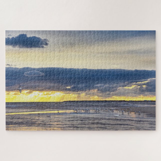 Puzzle Les oiseaux se rassemblent sur une plage de Florid (Horizontal)