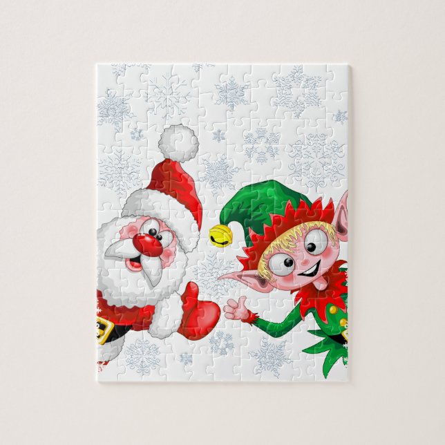 Puzzle Les personnages de Noël de père Noël et Elf (Vertical)