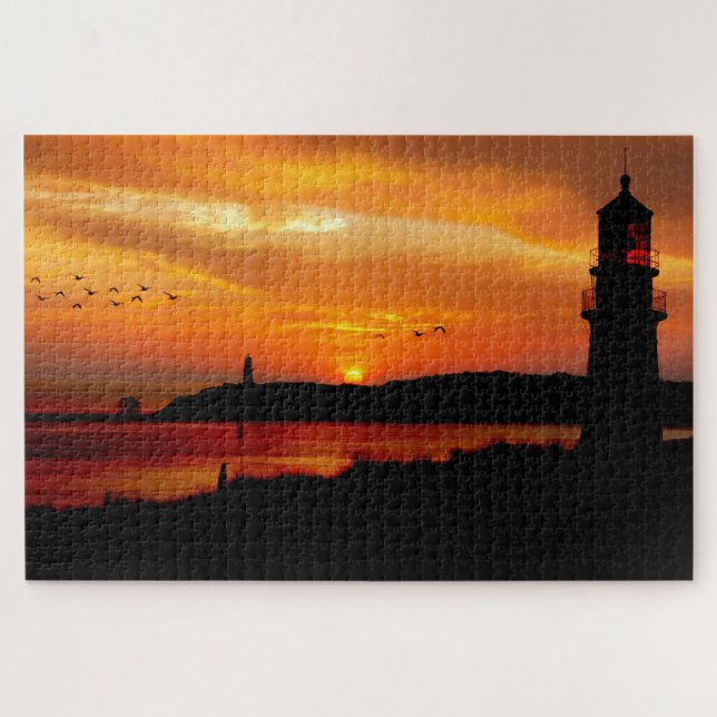 Puzzle Les phares au coucher du soleil (Horizontal)