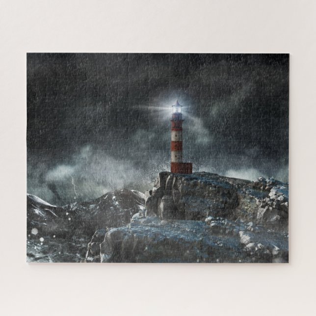 Puzzle Les phares | Phare dans la tempête (Horizontal)