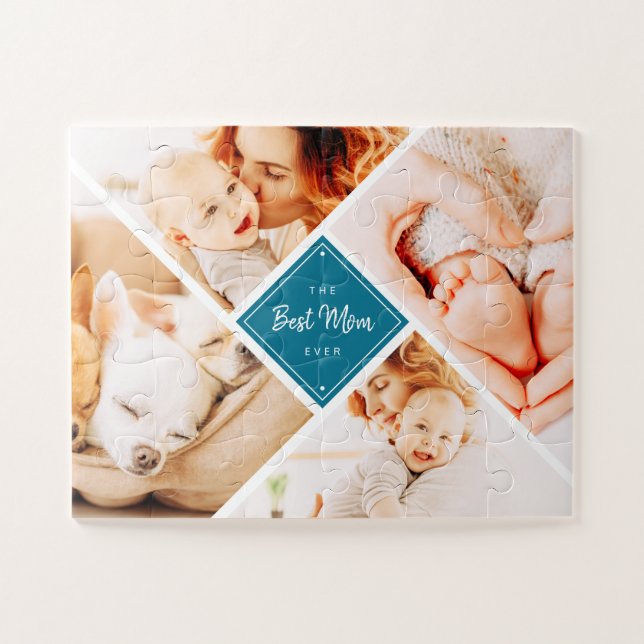 Puzzle Les photos de Best Maman Ever Modern Custom (Horizontal)